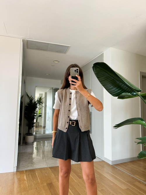 Lauren Düğmeli Yelek Vizon