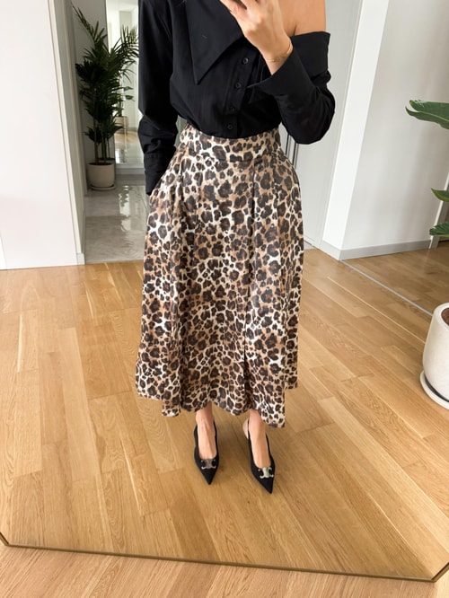 Leopar Desenli Midi Boy Etek