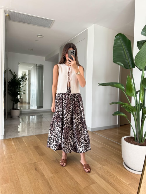 Leopar Midi Balon Etek