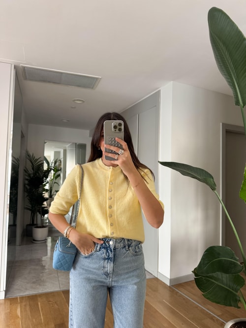 Limon Sarısı Kısa Kollu Triko