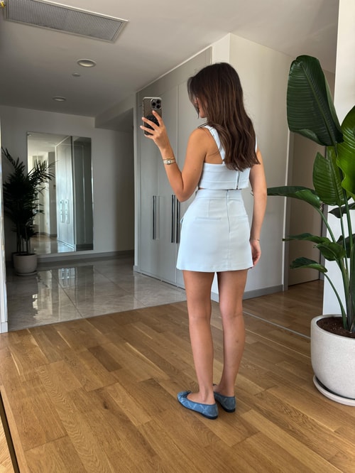 Lina Bustiyer Etekli Takım-Bebe Mavisi