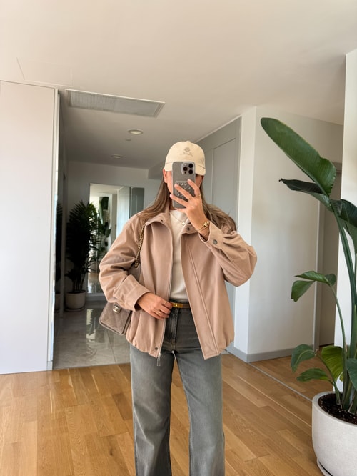 Liona Süet Bomber Ceket - Bej