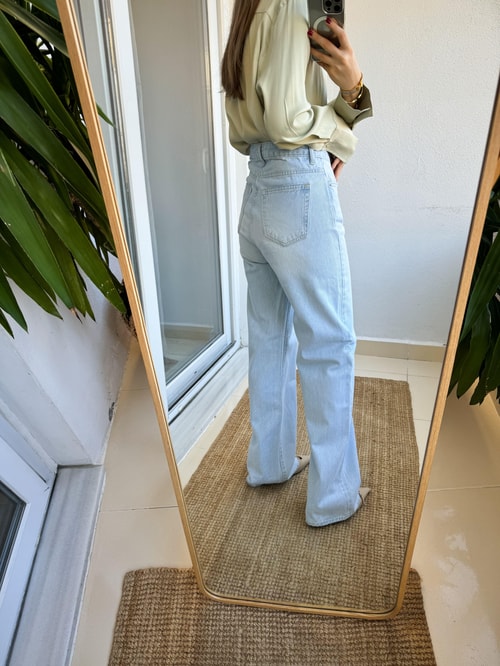 Livio Yüksek Bel Straight Jean-Buz Mavi
