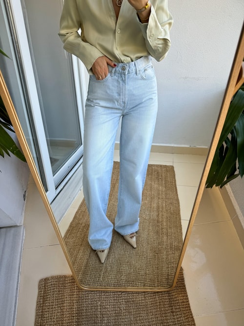 Livio Yüksek Bel Straight Jean-Buz Mavi