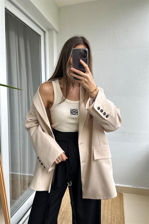 Loewe Nakışlı Atlet-Ekru