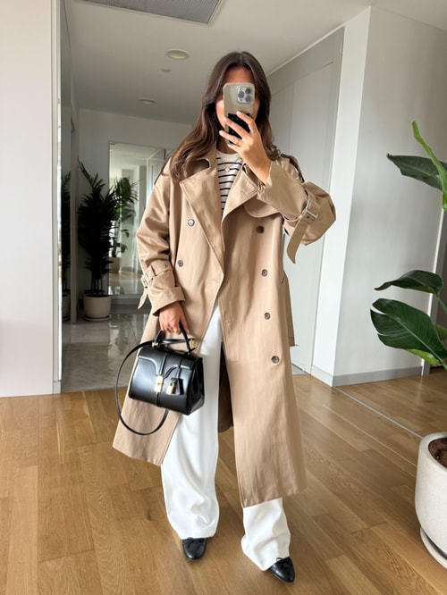 Lola Premium Kemerli Trençkot -Camel