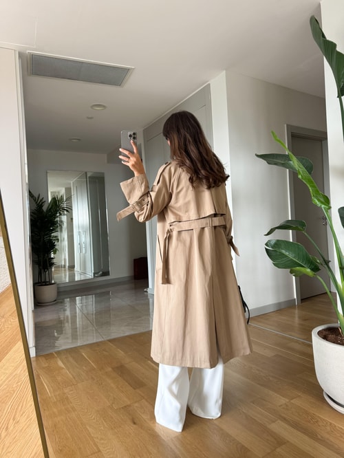 Lola Premium Kemerli Trençkot -Camel