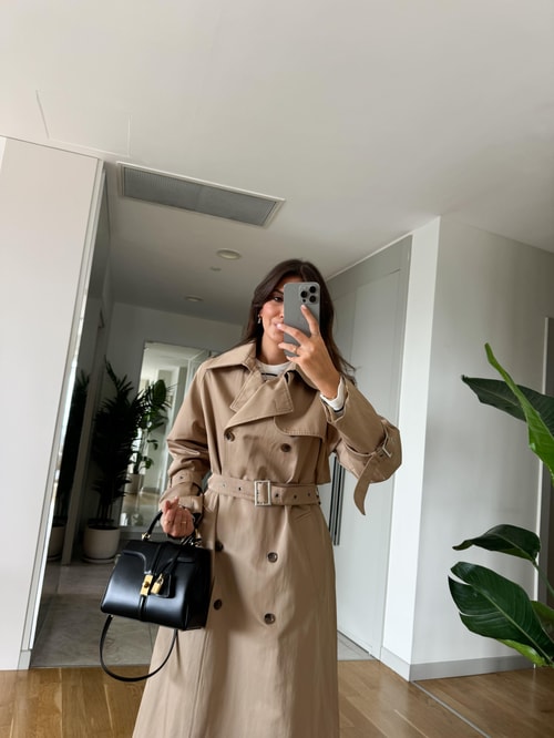 Lola Premium Kemerli Trençkot -Camel