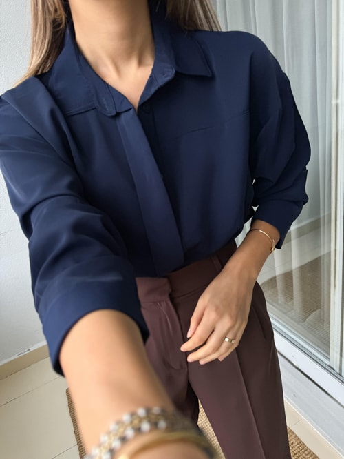 Lori Şifon Gömlek- Lacivert