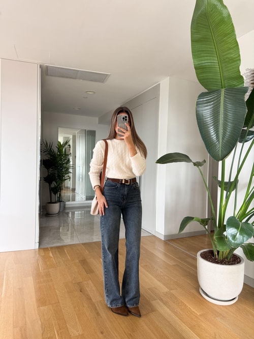 Lucas Kemerli Wide Leg Jean - Mavi 