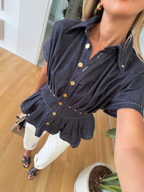 Luis Pileli Denim Gömlek - Lacivert 