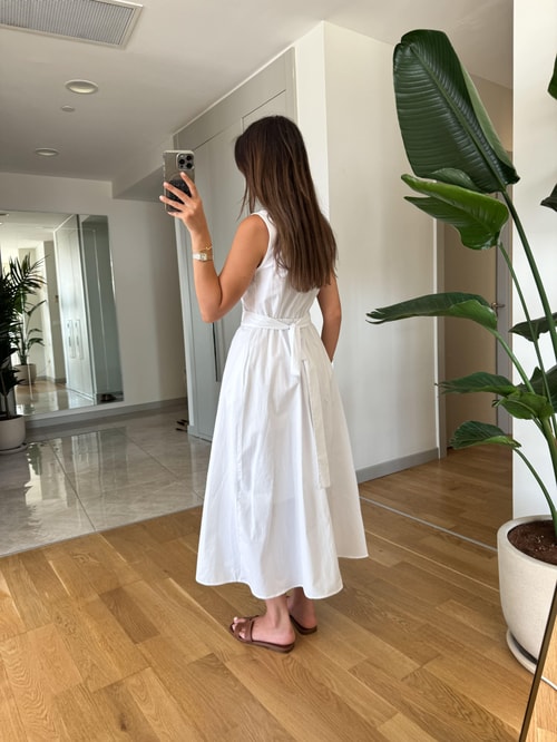 Madison Beyaz Poplin Elbise