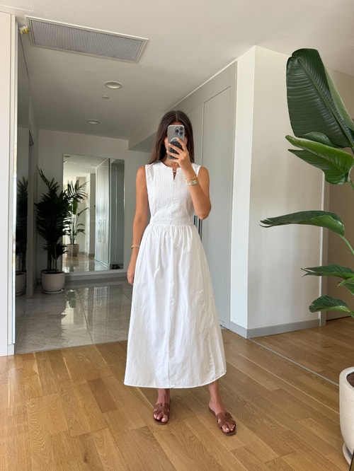 Madison Beyaz Poplin Elbise