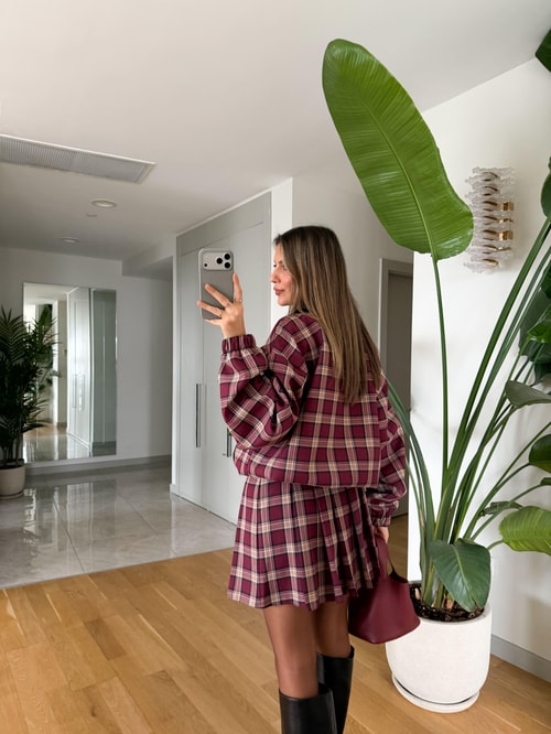 Marita Ekose Desen Bomberli Ceket - Bordo