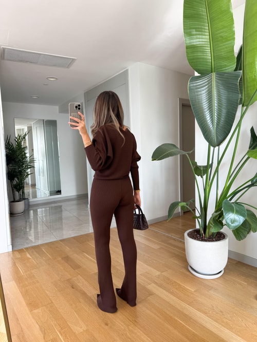 Marsel Fitilli Triko Takım - Kahve