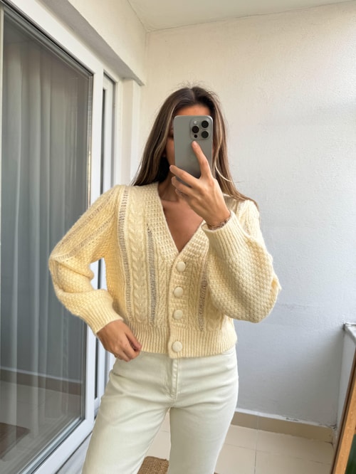 Masion Örgü Hırka-Vanilya
