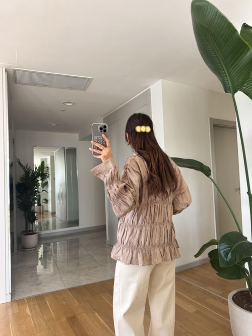 Massi Buruşuk Kumaş Gömlek- Vizon