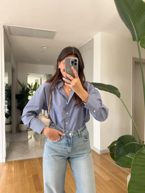 Mavi Çizgili Oxford Gömlek