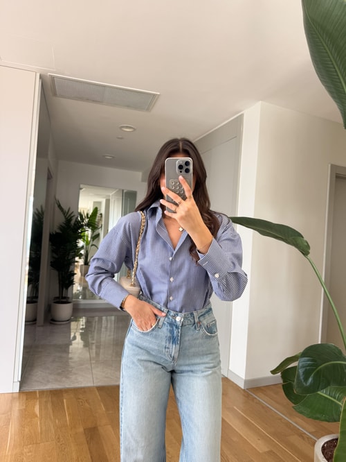 Mavi Çizgili Oxford Gömlek