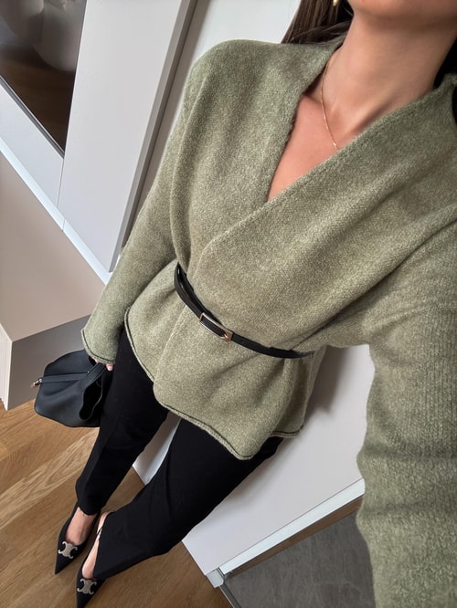 Maxim Kesim Kruvaze Hırka - Çağla Yeşili