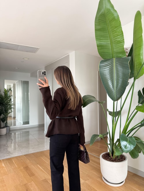 Maxim Kesim Kruvaze Hırka - Kahve