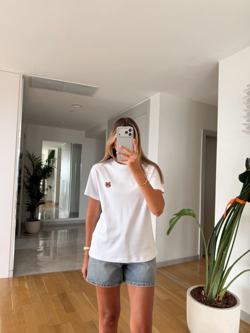 Maxwell Tilki Detaylı  T-shirt - Beyaz