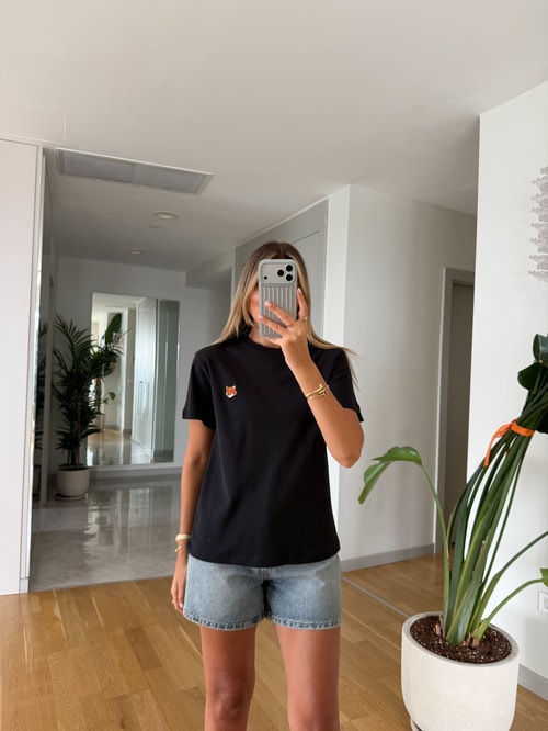 Maxwell Tilki Detaylı  T-shirt - Siyah