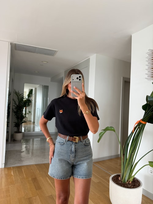 Maxwell Tilki Detaylı  T-shirt - Siyah