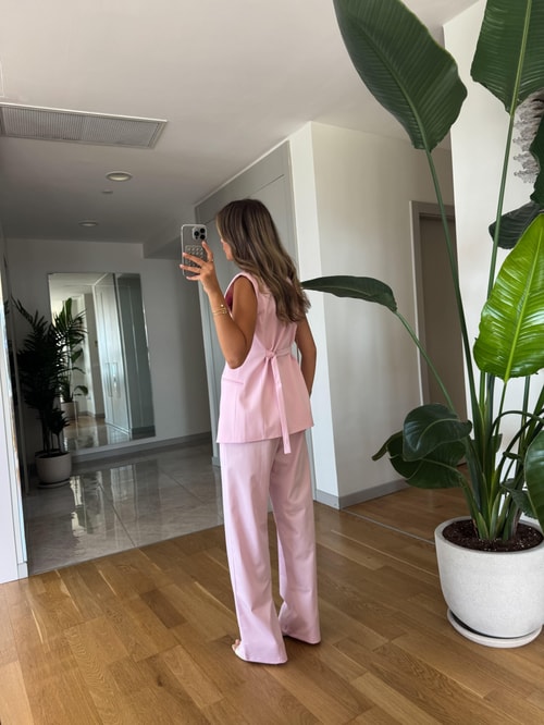 Mia Premium Yelek Pantolon Takım - Pembe