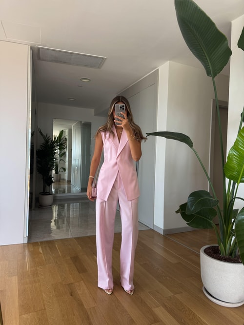 Mia Premium Yelek Pantolon Takım - Pembe