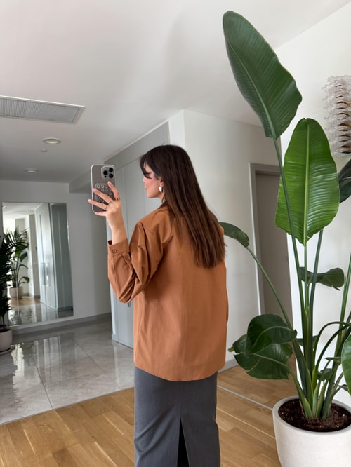 Mika Vatkalı Premium Gömlek-Camel