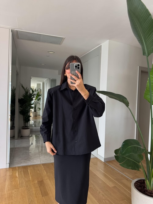 Mika Vatkalı Premium Gömlek-Siyah