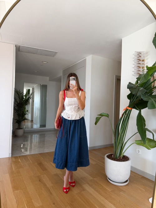 Minka Cepli Denim Etek - Mavi 