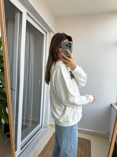 Mıu Taşlı Ekru Sweat