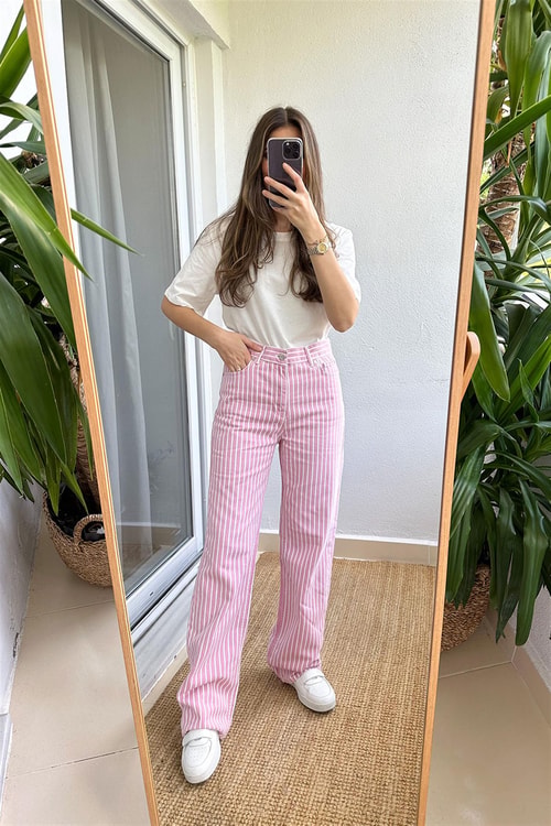 MNG Pembe Çizgilli Jean