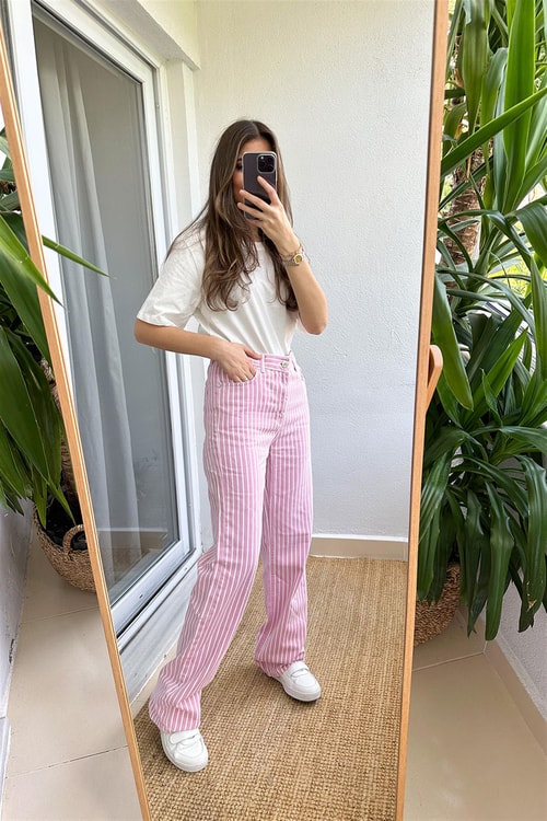 MNG Pembe Çizgilli Jean