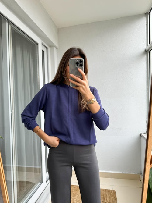 Modal Dikişli Sweat-Mor