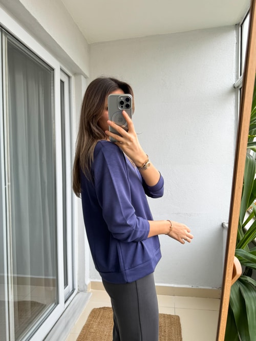 Modal Dikişli Sweat-Mor