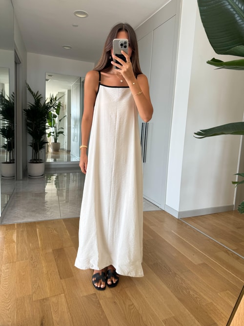 Monica Biyeli Maxi Elbise-Taş