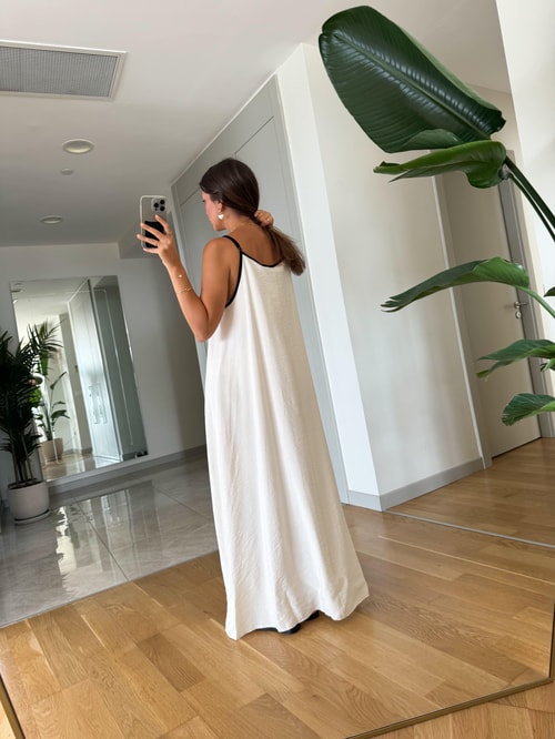 Monica Biyeli Maxi Elbise-Taş