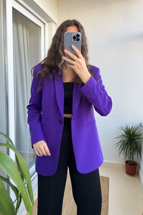 Mor Blazer Ceket