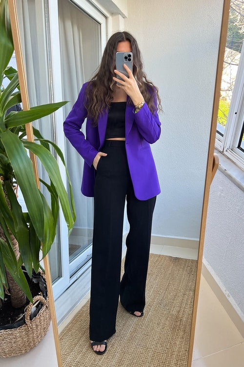 Mor Blazer Ceket