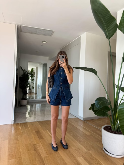 MSY Denim Yelek Şort Takım