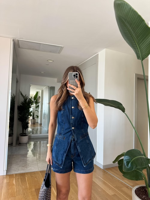 MSY Denim Yelek Şort Takım