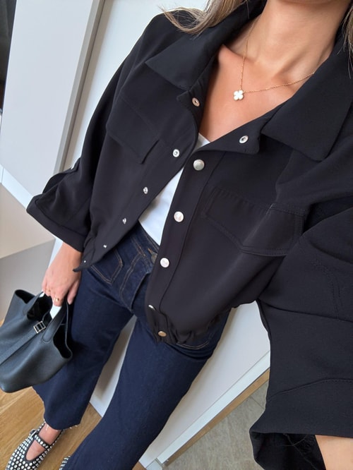 Mui Torba Cepli Bomber Ceket - Siyah