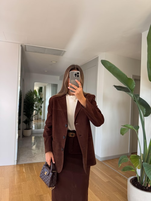 Nubuk Blazer Ceket  - Kahve  