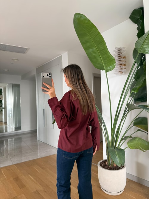 Oclus Poplin Gömlek - Bordo