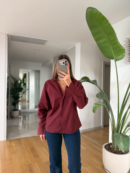 Oclus Poplin Gömlek - Bordo