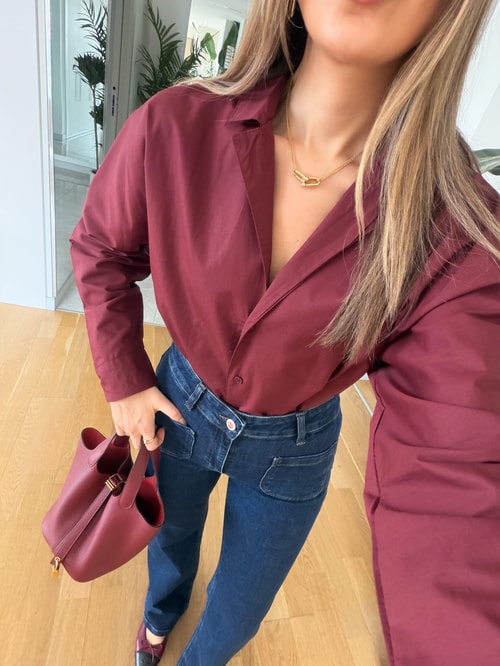 Oclus Poplin Gömlek - Bordo