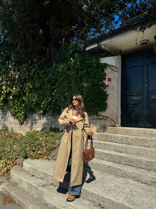 Olsen Kuşaklı Trençkot-Camel
